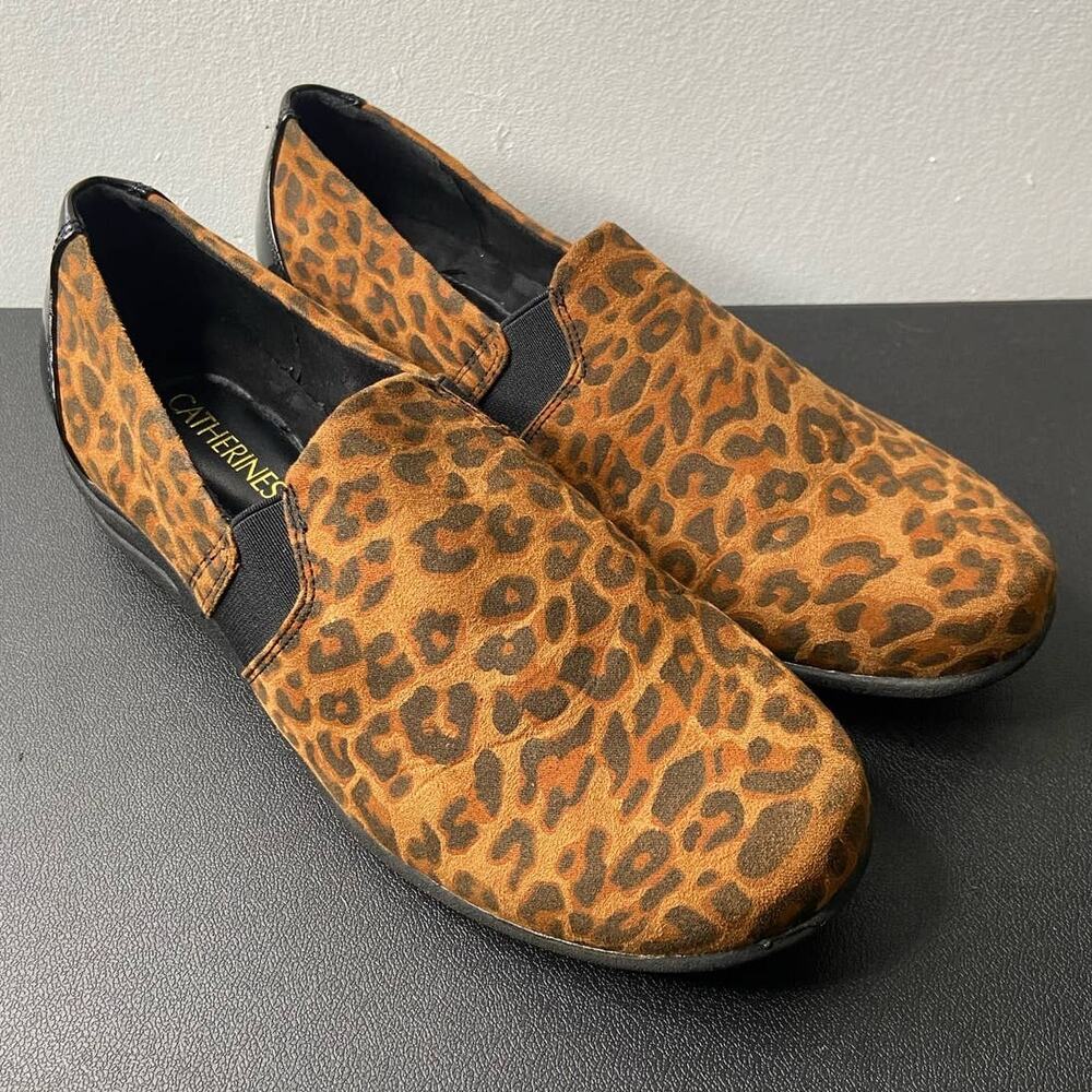 Catherines Loafers Shoe Women US 9W Slip On Animal Print Memory Foam Comfort